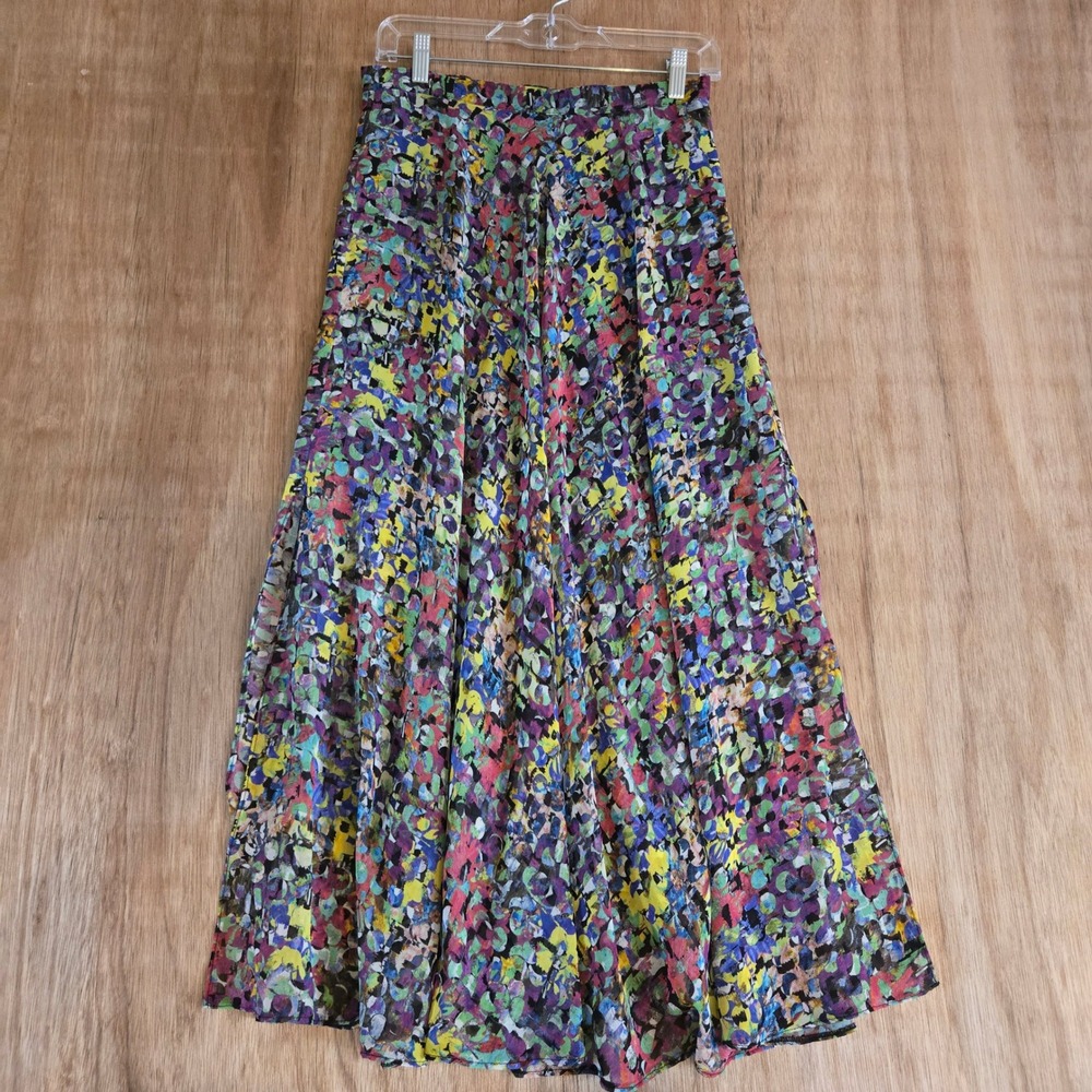 Topshop Multi Color Abstract Confetti Print High Waisted Maxi Skirt US 6